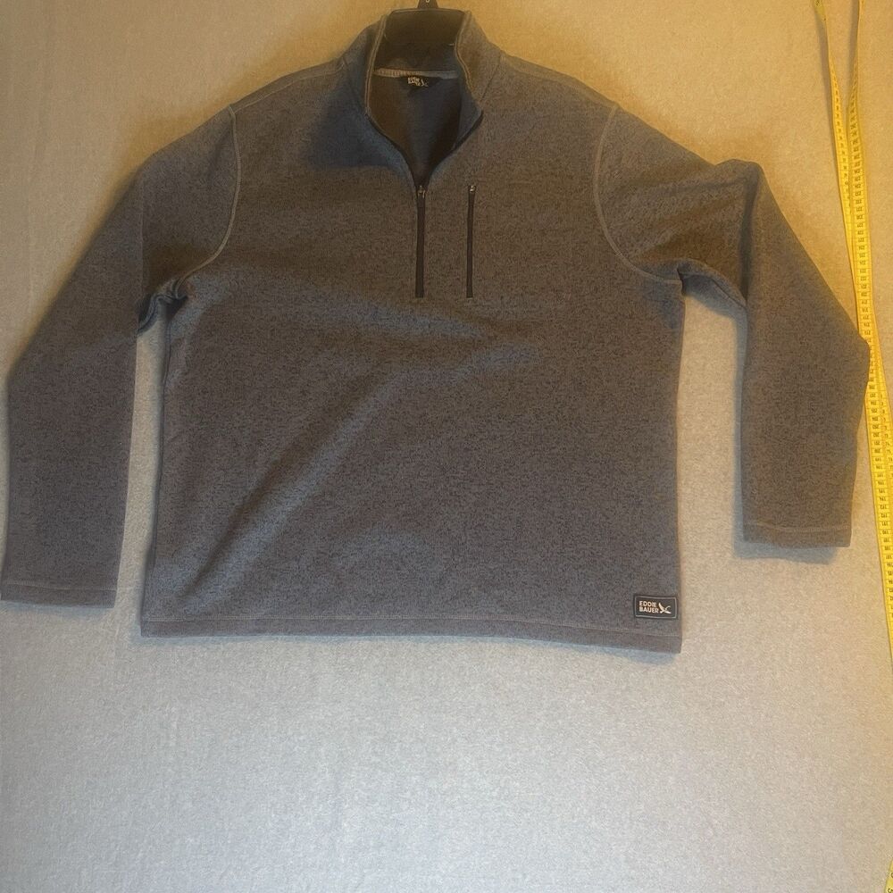 Eddie Bauer y2k Men's XXL Gray Polyester 1/4 Zip Mock Neck Pullover Sweater